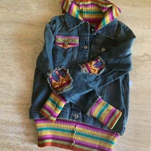 Women’s Jean jacket  with colorful stripes L